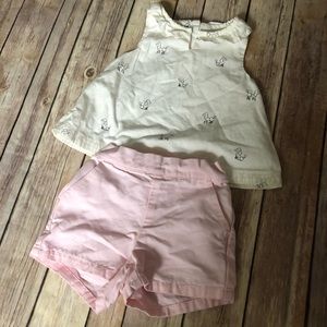 Janie and Jack Cream Poodle Print Tank & Light Pink Shorts Set